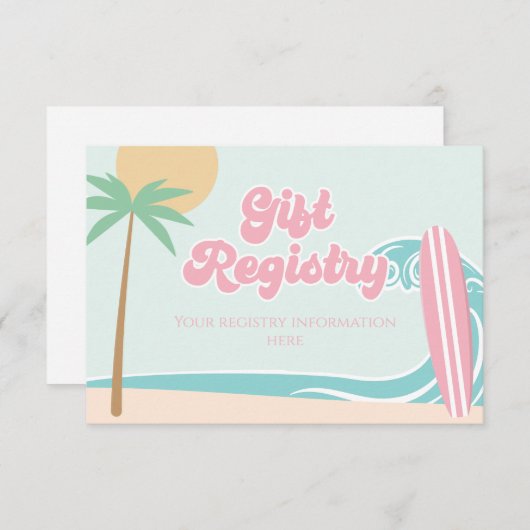 ベビーオンボードサーフィンベビーシャワーレジストリ エンクロージャーカード (正面/裏面)
