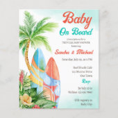 ベビーオンボードサーフィンベビーシャワー予算招待状 (正面)
