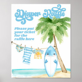 ベビーオンボードサーフィンボーイベビーシャワーおむつ ポスター