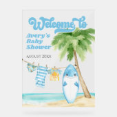 ベビーオンボードサーフィンボーイベビーシャワーウェルカム アクリルサイン (正面)