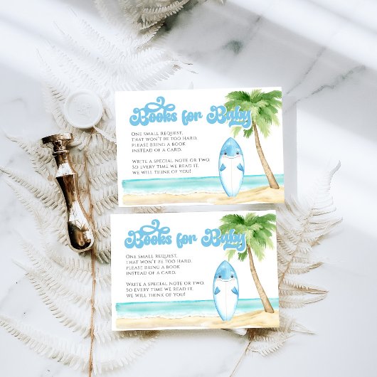 ベビーオンボードサーフィンボーイベビーシャワーブックス エンクロージャーカード