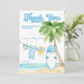 ベビーオンボードサーフィンボーイベビーシャワー サンキューカード (スタンド正面)