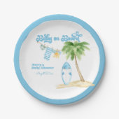 ベビーオンボードサーフィンボーイベビーシャワー ペーパープレート (正面)