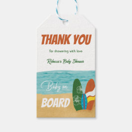 ベビーオンボードサーフィン熱帯ビーチベビーシャワー ギフトタグ