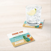 ベビーオンボードサーフィン熱帯ビーチベビーシャワー スクエアペーパーコースター (インサイチュ)