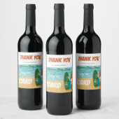 ベビーオンボードサーフィン熱帯ビーチベビーシャワー ワインラベル (ボトル)