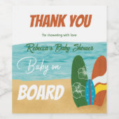 ベビーオンボードサーフィン熱帯ビーチベビーシャワー ワインラベル (シングルラベル)