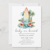 ベビーオンボードサーフカップルベビーシャワー招待状 招待状 (正面)