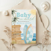 ベビーオンボードサーフビーチコースタルキュートベビーシャワー 招待状