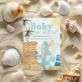 ベビーオンボードサーフビーチコースタルキュートベビーシャワー 招待状