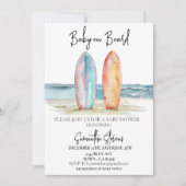 ベビーオンボードサーフビーチトロピカル 招待状 (正面)