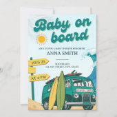 ベビーオンボードサーフビーチベビーシャワー 招待状 (正面)