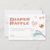 ベビーオンボードサーフベビーシャワーおむつラッフルカード 招待状 (正面)