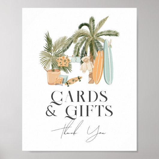 ベビーオンボードサーフベビーシャワーカード&ギフトサイン ポスター (正面)