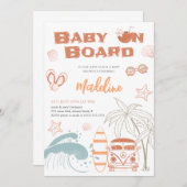 ベビーオンボードサーフベビーシャワー招待状カード 招待状 (正面/裏面)