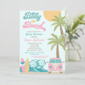 ベビーオンボードサーフベビーシャワー招待状ガール 招待状 (スタンド正面)