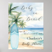 ベビーオンボードサーフボードウェルカムベビーシャワー ポスター (正面)