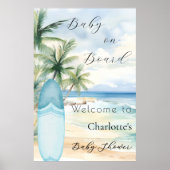 ベビーオンボードサーフボードウェルカムベビーシャワー ポスター (正面)