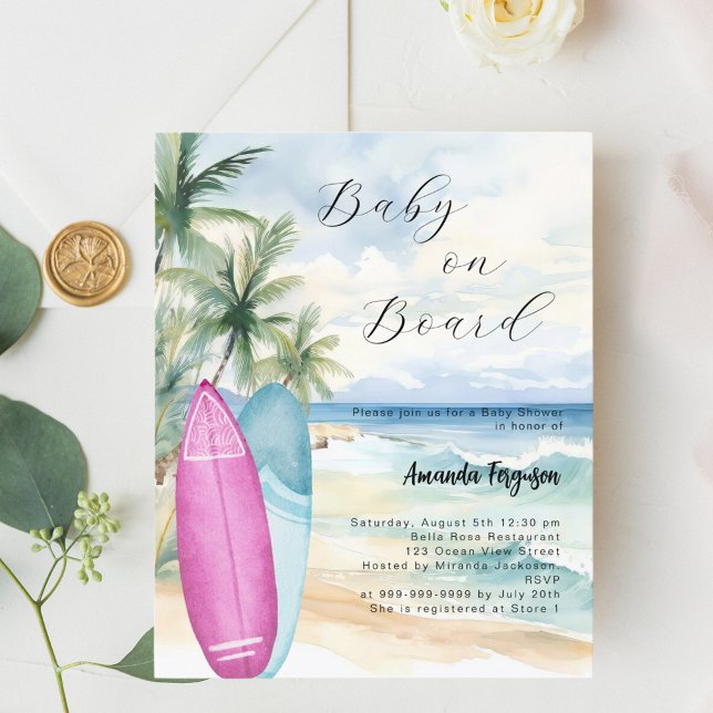 ベビーオンボードサーフボードガールボーイビーチベビーシャワー (クリエイターアップロード済み)