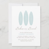 ベビーオンボードサーフボードツインベビーシャワー 招待状 (正面)