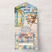 ベビーオンボードサーフボードテディベアベビーシャワー オールインワン招待状 (内側)