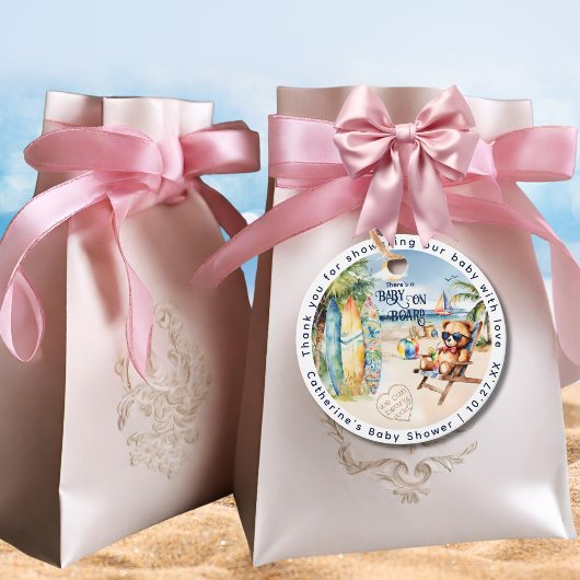 ベビーオンボードサーフボードテディベアベビーシャワー フェイバータグ