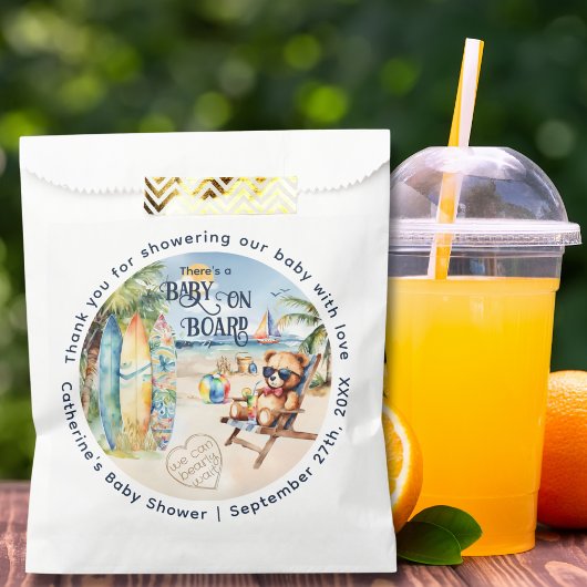 ベビーオンボードサーフボードテディベアベビーシャワー フェイバーバッグ