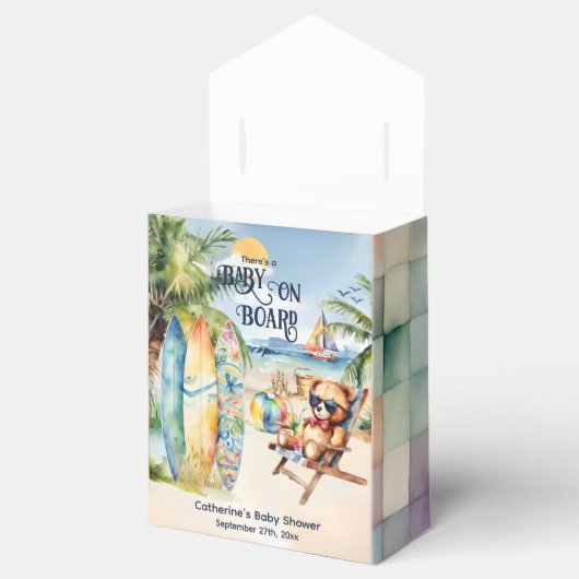 ベビーオンボードサーフボードテディベアベビーシャワー フェイバーボックス (オープン)