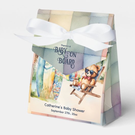 ベビーオンボードサーフボードテディベアベビーシャワー フェイバーボックス (正面サイド)