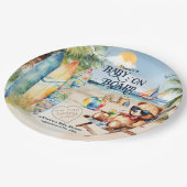 ベビーオンボードサーフボードテディベアベビーシャワー ペーパープレート (アングル)