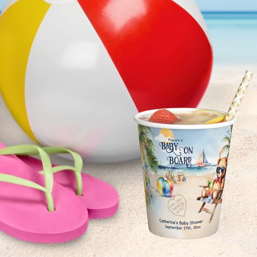 ベビーオンボードサーフボードテディベアベビーシャワー 紙コップ