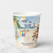 ベビーオンボードサーフボードテディベアベビーシャワー 紙コップ (裏面)