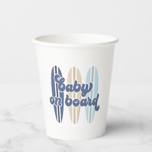 ベビーオンボードサーフボードビーチベビーシャワー 紙コップ (正面)