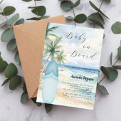 ベビーオンボードサーフボードブルーボーイビーチベビーシャワー 招待状