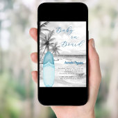 ベビーオンボードサーフボードブルーボーイレトロベビーシャワー 招待状