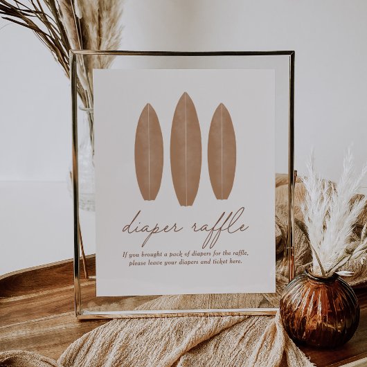 ベビーオンボードサーフボードベビーシャワーおむつラッフル ポスター