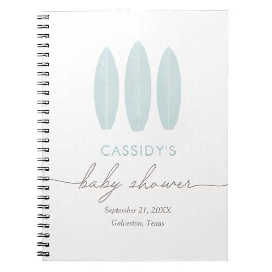 ベビーオンボードサーフボードベビーシャワーゲストブック ノートブック (正面)