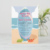 ベビーオンボードサーフボードベビーシャワー招待状 招待状 (スタンド正面)
