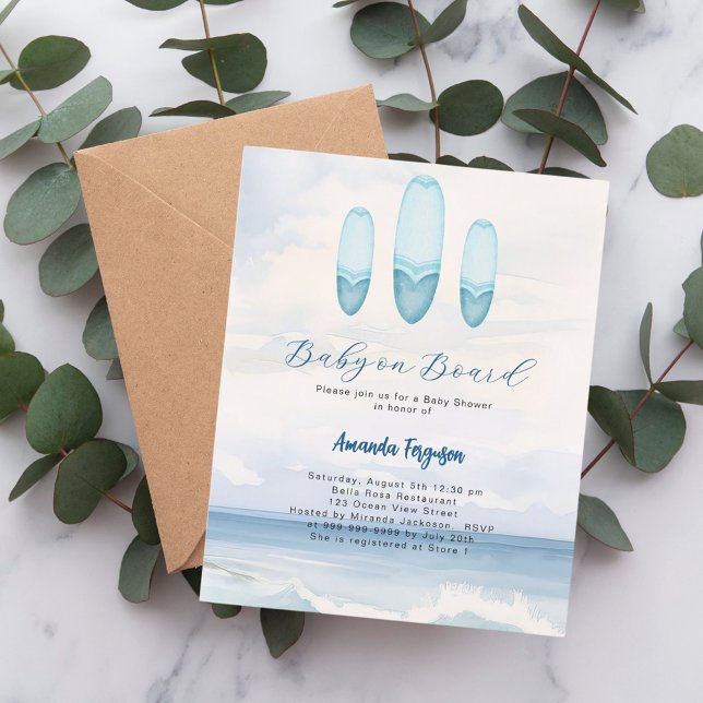 ベビーオンボードサーフボードベビーシャワー招待 (クリエイターアップロード済み)