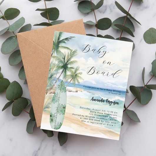 ベビーオンボードサーフボードベビーシャワー招待