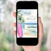 ベビーオンボードサーフボード女の子ボーイジェンダーリビール 招待状