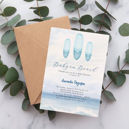 ベビーオンボードサーフボード海ベビーシャワー 招待状