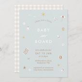 'ベビーオンボード'ジンガムビーチプールベビーシャワー 招待状 (正面/裏面)
