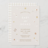 'ベビーオンボード'ジンガムビーチプールベビーシャワー 招待状 (正面/裏面)