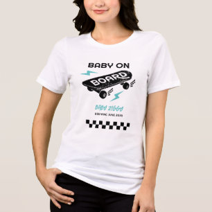 ベビーオンボードスケートボード妊娠Tシャツ トライブレンドＴシャツ