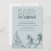 ベビーオンボードセーリングボートサマーベビーシャワー 招待状 (正面)