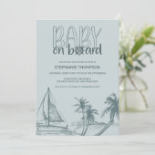 ベビーオンボードセーリングボートサマーベビーシャワー 招待状 (スタンド正面)
