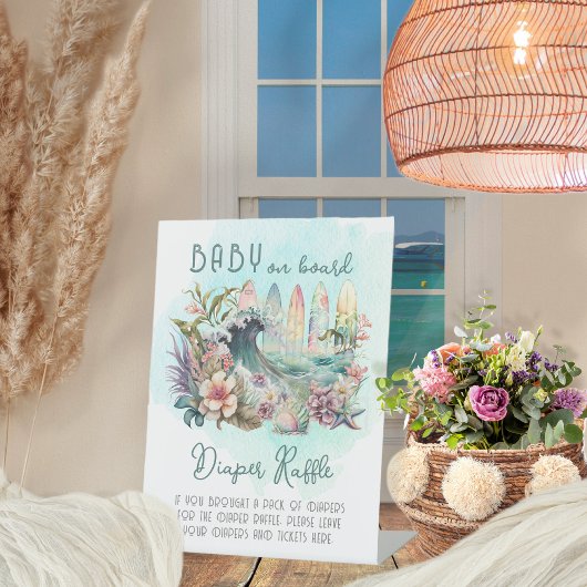 ベビーオンボードトロピカルサーフィンおむつラッフル 台座サイン
