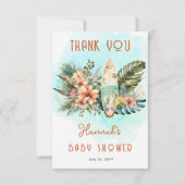 ベビーオンボードトロピカルサーフニュートラルベビーシャワー サンキューカード (正面)