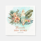 ベビーオンボードトロピカルサーフニュートラルベビーシャワー スタンダードカクテルナプキン (正面)